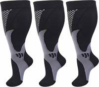 Chaussettes de compression grande taille pour le sport et la course, longues, respirantes, pour mollets larges, hauteur genou