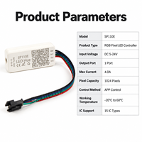 Contrôleur LED adressable SP110E Max 4A 15 types de circuits intégrés Contrôle par application 1024 pixels DC 5-24V pour bande LED numérique