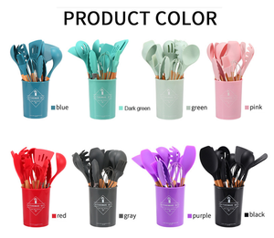 11pcs Set Kitchen Utensils Silicone Wood <b>Toaster</b> Function of Food <b>Tongs</b> - Product Image 2