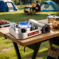 Réchaud à gaz portable miniature pour l'extérieur, fonctionnant avec des cartouches de butane, idéal pour les plats chauds, le camping, les pique-niques et les grillades