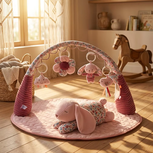 Tappeto Sensoriale Floreale per <span class=keywords><strong>Neonati</strong></span> con Archi Imbottiti, Tappetino per Gioco e Tummy Time, Rosa Vintage Trapuntato - Product Image 2