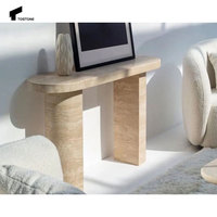 Meuble de salon Tostone, table console d'entrée en travertin naturel pour entrée, salon, maison, villa, décoration