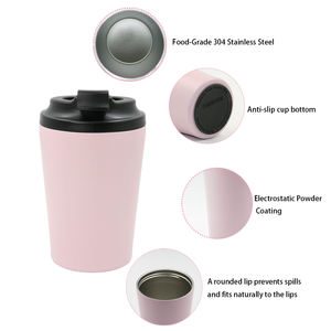 Gobelet isolé en acier inoxydable 304 à double paroi de 12oz pour tasse à café de voyage étanche couvercle rabattable 6-12 heures d'isolation thermique - Product Image 2