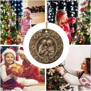 Adorno Navideño Católico Redondo de Acrílico con Relieve para Colgar en el Árbol - Product Image 3