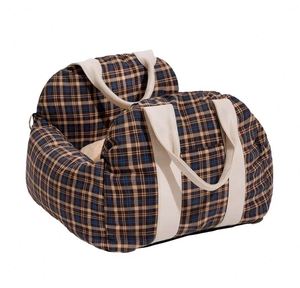 Nid de voiture pour animaux de compagnie en tissu à rayures et carreaux vintage, entièrement amovible, lavable, doux et confortable, universel quatre saisons, vente en gros - Product Image 1