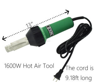 Pistola de Calor Profesional de 110V y 1600W para Soldar Techos de PVC, Kit de Soldador de Plástico con Pistola de Aire Caliente y Estuche de Transporte Negro - Product Image 3