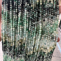 Manik-manik Batu Zamrud Alami 2mm 3mm 4mm Grosir, Batu Permata Bersegi, Manik-manik Kristal untuk Pembuatan Perhiasan