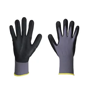 Fqsarung tangan 15 Sarung tangan nilon fleksibel tinggi dilapisi pu sarung tangan serat elastis berlapis penuh busa nitril mikro bersirkulasi
