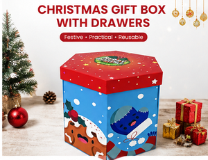 Custom Blue <b>Christmas</b> Gift <b>Box</b> with Red Lid Foldable Reusable Paperboard Packaging for Candy Cookies Toys and Small Gifts - Product Image 5