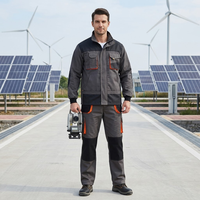 Combinaison de travail robuste pour mécanicien avec plusieurs poches, salopette durable, vêtements de travail de sécurité pour la construction, veste et pantalon pour hommes