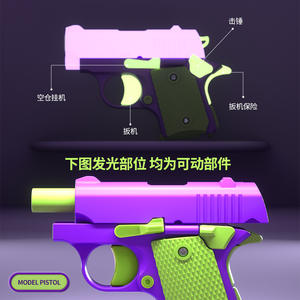 Celebridad de Internet 3D mini pistola de juguete 1911 Cub rábano soplado cámara de juguete sin disparar descompresión Niño - Product Image 3