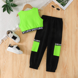 เสื้อผ้าเด็กผู้หญิง อายุ 3-7 ปี ชุดฤดูร้อน แขนกุด ผ้าเดนิมสีพื้น ระบายอากาศดี แฟชั่น ชุดลำลองสองชิ้น - Product Image 2