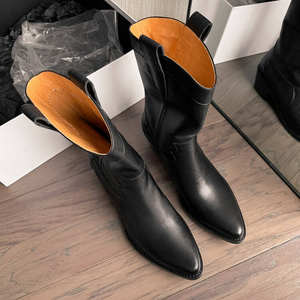 Botín Western de Mujer 2026 Personalizado de Mezclilla Auténtica con Tacón de Cuero Clásico de 5cm para Pierna Delgada - Product Image 5