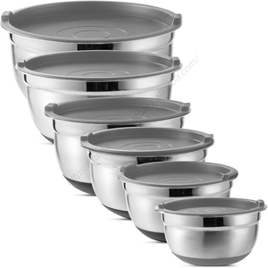 ชุดชามผสมอาหารสแตนเลส 304 สำหรับครัว ขนาดใหญ่ ฝาปิดสนิท ไม่รั่วซึม บรรจุ 10 ชิ้น ขายส่งราคาพิเศษ - Product Image 1