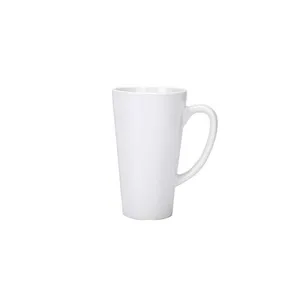 17Oz en forma de cono blanco Latte cerámica sublimación espacios en blanco esmalte tazas de café proveedor al por mayor