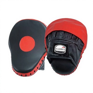 Saibro Leather Boxing <b>Focus</b> Mitts Fold Back Finger Training Gloves for Adults Martial Arts Practice Red Black - Product Image 2