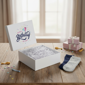 Elegant <b>Empty</b> Birthday <b>Gift</b> <b>Box</b> Recycled Craft Paper Slotted Design Glossy Matt Lamination Embossing <b>for</b> Socks Elegant Style - Product Image 3