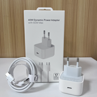 Ensemble chargeur PD Type C 40W pour iPhone, adaptateur d'alimentation dynamique 40W 60W Max, câble tressé USB-C vers USB-C 60W, adaptateur USB-C EU US UK