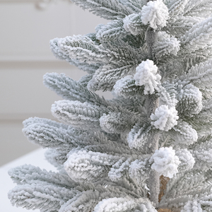 Christmas Decorations PVC Burlap-Wrapped Base Mini Christmas <b>Tree</b> White Flocked Small <b>Tree</b>, Tabletop, Living Room - Product Image 4