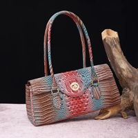 Sac à main de luxe vintage en cuir PU à motif crocodile pour femme, sac à bandoulière élégant pour voyage et trajets quotidiens
