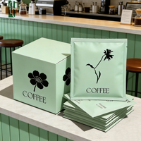 Sachets de café PE à trois soudures imprimés sur mesure avec poignée, sachets filtres à café vides de qualité alimentaire pour le sucre