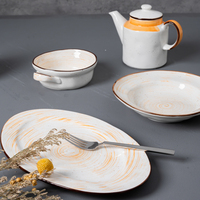 Service de vaisselle en porcelaine personnalisé P&T, durable, avec motif tourbillon, pour restaurants et hôtels