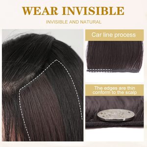 FUJIA 4PCS Cheveux Toppers pour Femmes Clips Synthétiques dans Extension de Cheveux avec Cheveux Amincissants Brun Foncé Postiches Invisibles pour Addi - Product Image 6