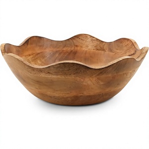 Bol en bois de manguier naturel fait main, bol de service rustique en bois pour salades, fruits, collations, aliments, table à manger, cuisine, restaurant, maison - Product Image 1