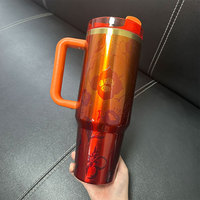 Gobelet isotherme de 40 oz de haute qualité avec fleurs dorées dégradées et paillettes, et embout de paille ananas couleur métallique