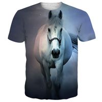Comercio Exterior Transfronterizo, Novedad 2025, Camiseta Casual de Manga Corta para Hombre, Estilo Europeo Americano, con Estampado Digital 3D de Caballo