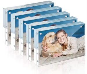 5x7 Inch <strong>Clear</strong> Magnetic Photo <strong>Frame</strong> Magnets Frameless Tabletop Acrylic <strong>Picture</strong> <strong>Frames</strong> With Stand for Desktop Display - Product Image 2