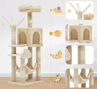 Arbre à chat avec maisonnette en peluche, perchoir et tour haute pour chats et chatons, griffoir