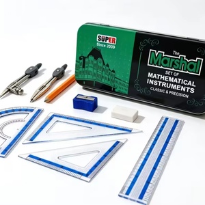 Juego de Geometría de 9 Piezas en Oferta, Juego de Reglas y Compás de Matemáticas, Juego de Compás y Transportador Escolar con Caja de Almacenamiento - Product Image 1