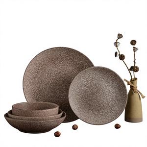 Juego de Vajilla de Cerámica de Gres Esmaltado en Horno Reactivo, Platos y Tazones Duraderos de Colores Mixtos, Aptos para Microondas, para una Decoración de Mesa de Lujo - Product Image 1