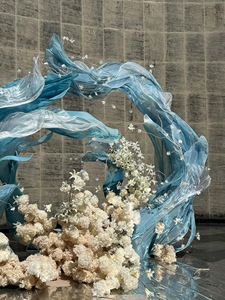 Arche de toile de fond immersive <span class=keywords><strong>pour</strong></span> cérémonie de mariage, en gaze irisée de luxe, bleu dégradé, thème 'Fantaisie des grands fonds', accessoire <span class=keywords><strong>pour</strong></span> studio photo - Product Image 2