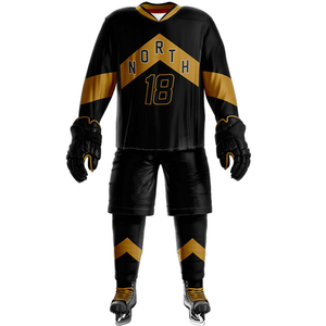 Ensemble d'uniformes de hockey sur glace unisexe de qualité supérieure, imprimé, respirant, séchage rapide, 100% polyester, personnalisable, service OEM, prix bas, nouvelle arrivée - Product Image 5