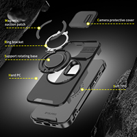 LeYi Coque de Téléphone Robuste Antichoc avec Support Rotatif et Cache Coulissant Magnétique pour Appareil Photo Compatible Samsung S25 Ultra