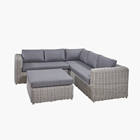 Wasserdichtes Gartenmöbel-Set aus Polyrattan für Hotels: Robustes Outdoor-Lounge-Sofa mit Ottoman