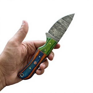 Couteau de camping à lame fixe en acier Damas avec manche en bois Pakka bleu 20 cm, couteau de survie DIY pour l'extérieur - Product Image 2