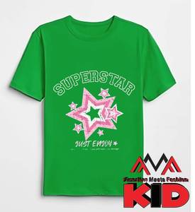 T-shirt vert court imprimé régulier (imprimé graphique) décontracté/streetwear/maillots de bain vietnamien col rond (col rond) - Product Image 3