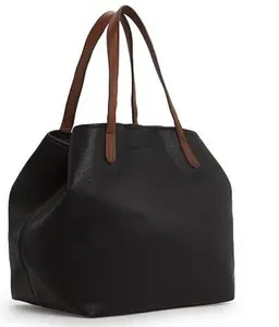 Bolsa de mão de couro pu feminina, bolsa de mão com zíper