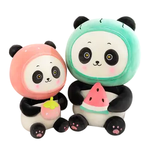 厂家水果熊猫毛绒毛绒玩具必应帽熊猫玩具毛绒