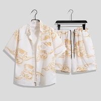 Ensemble chemise et short hawaïen décontracté à manches courtes pour hommes séchage rapide polyester imprimé floral pour tenue de fête à la plage en été
