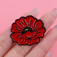 Großhandel Metall-Cartoon-Pins Niedliche Rote Blumen-Brosche Süße Emaille-Blumen-Anstecknadel Kreative Personalisierte Kleidungs-Brosche Abzeichen Accessoire