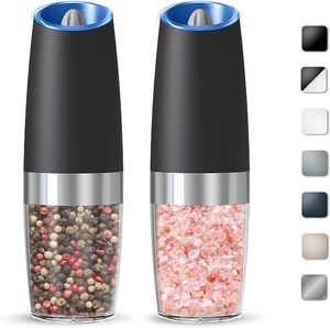 Juego de Molinillos Eléctricos de Sal y Pimienta de Cerámica y Plástico con Base de Luz Azul, Recargables, para Especias y Pimienta Negra - Product Image 1