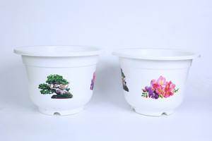 กระถางต้นไม้พลาสติก PP สีขาวขนาดใหญ่ สำหรับขายส่ง พร้อมลายพิมพ์ ทนทาน เหมาะสำหรับปลูกต้นไม้ บอนไซ ขนาด A250 - Product Image 2