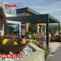 Pergola motorisée à lames orientables en aluminium, personnalisable, télécommandée, pour jardin, terrasse et événements extérieurs
