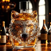 Decantador de Whisky de Vidrio de Borosilicato de Alta Calidad con Diseño de Cabeza de Lobo, Set de Regalo al por Mayor