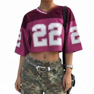 Custom University Team Women's Plus Size Lightweight <b>Mesh</b> Cropped Boxy Crop Top Short Quick Dry American Football Jersey - Product Image 1