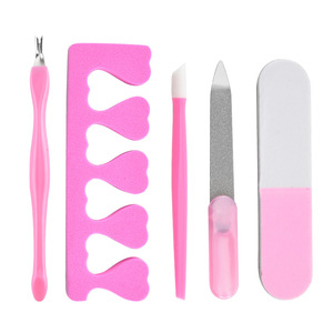 Cross-border free labeling <b>nail</b> art tool <b>set</b>, 5-piece manicure kit, cuticle remover, keratin file, polishing strip, <b>nail</b> - Product Image 5